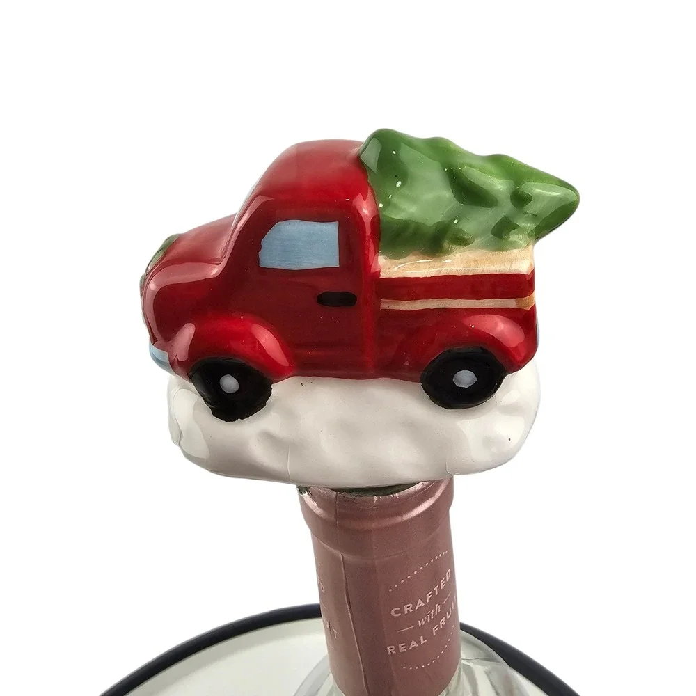 Christmas Wine Bottle Stoppers Red Truck Ornament Holiday Decor‎ Set